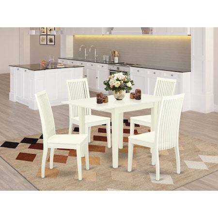 East West Furniture 5 Piece Norden Dining Set - Linen White NDIP5-LWH-W